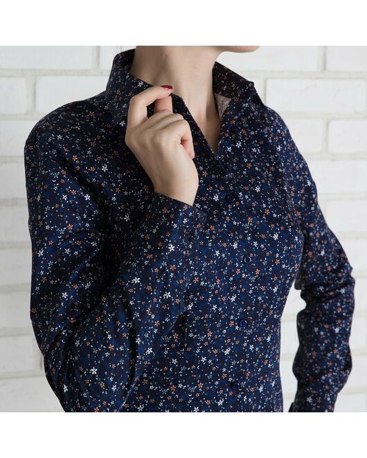 Женская рубашка под пуговицы в мелкий цветочек - 7141 от DoubleCuff 