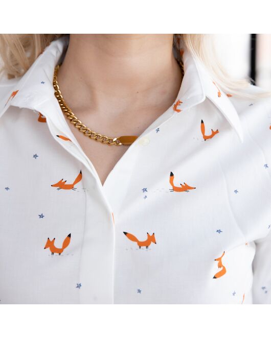 Женская рубашка под пуговицы принт лисы - 7945 от byME 