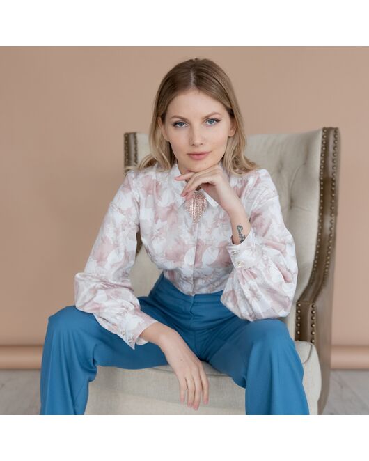 Женская рубашка с объемным рукавом  - 7951 от ByME 