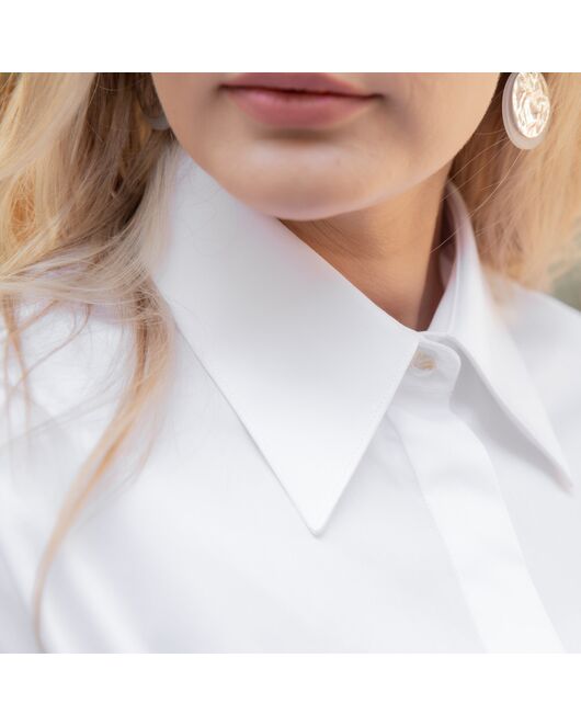 Женская рубашка под запонку белая - 7836 от ByME 