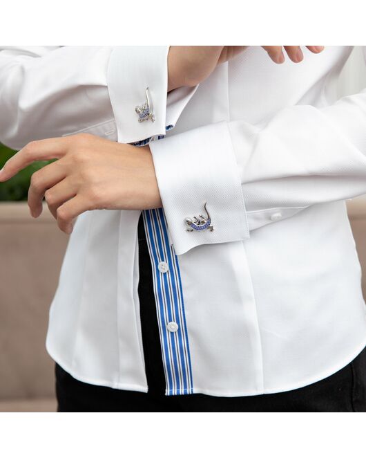 Женская рубашка под запонку белая с супатной застежкой с отделкой -7858 от byME 