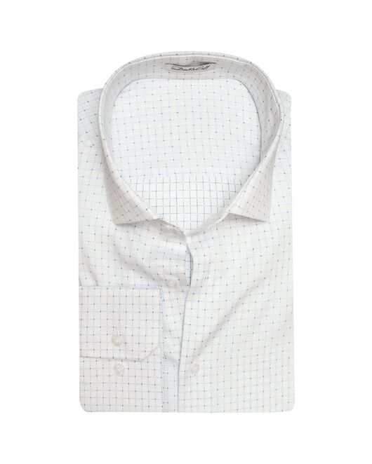 Мужская рубашка под пуговицы белая, в клетку -7846 от DoubleCuff 