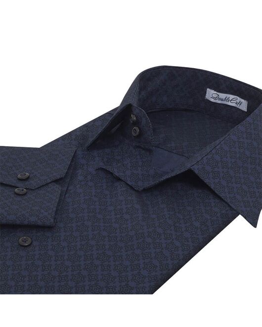 Мужская рубашка темно-синяя под пуговицы - 7610 от DoubleCuff 