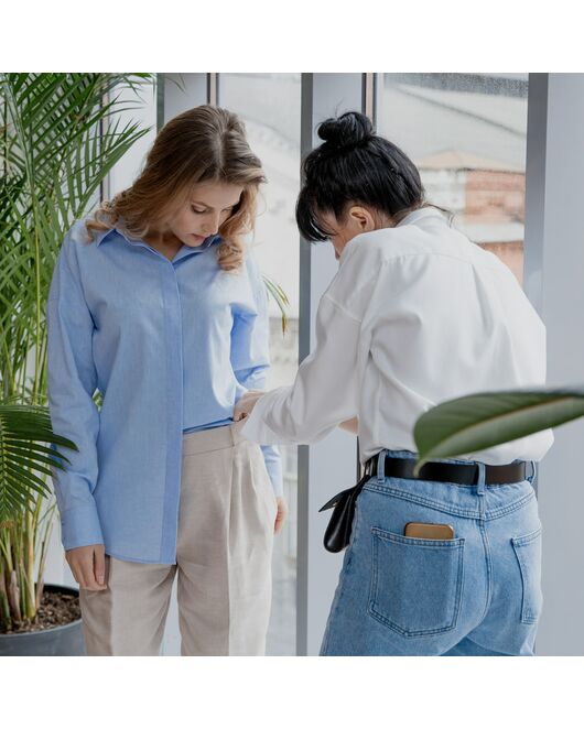 Женская рубашка оверсайз голубая - 7788 от DoubleCuff 