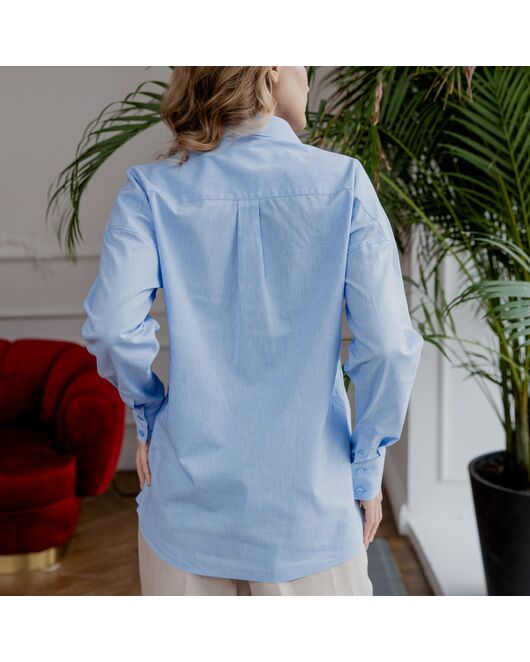 Женская рубашка оверсайз голубая - 7788 от DoubleCuff 