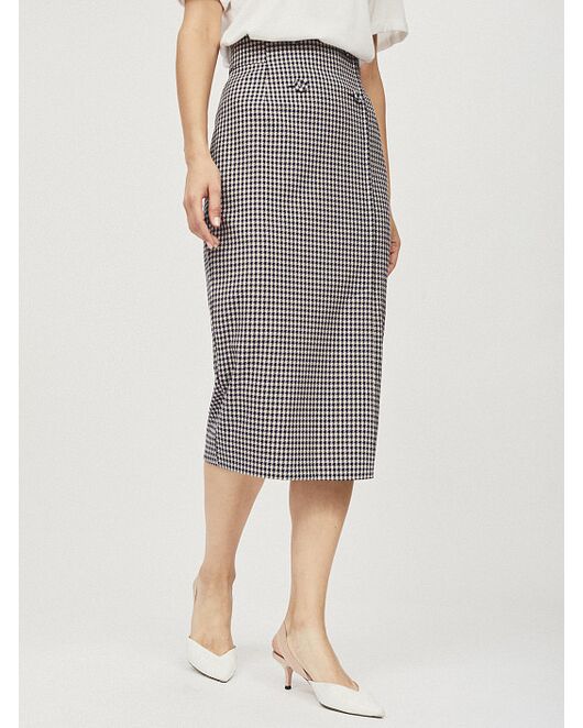 Юбка-карандаш миди с узором гусиная лапка от byME 