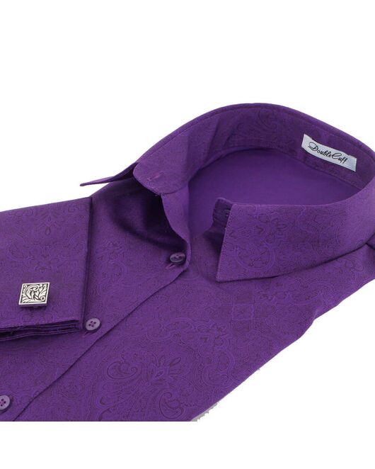 Рубашка женская фиолетовая под запонки с красивым восточным узором - 7159 от DoubleCuff 