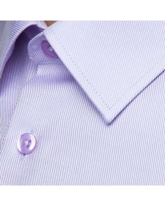Приталенная мужская рубашка под пуговицы сиреневая non iron - 7173 от DoubleCuff 