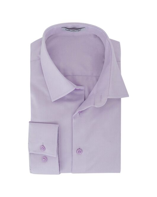 Приталенная мужская рубашка под пуговицы сиреневая non iron - 7173 от DoubleCuff 