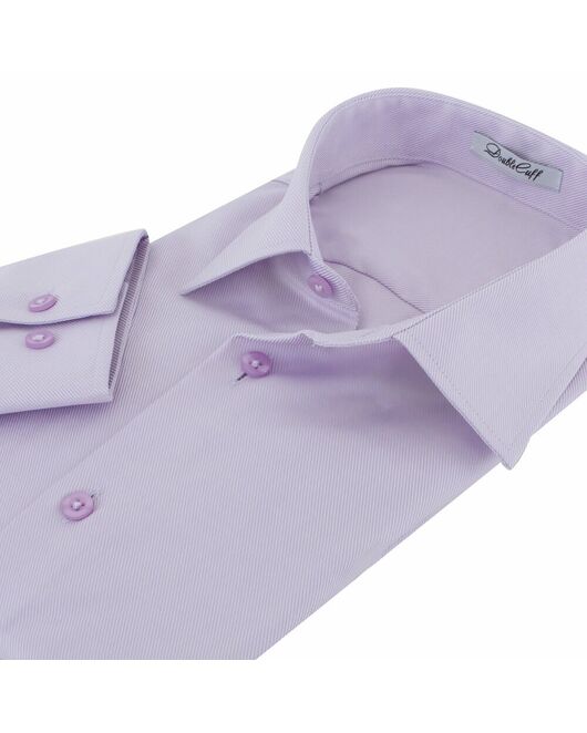 Приталенная мужская рубашка под пуговицы сиреневая non iron - 7173 от DoubleCuff 
