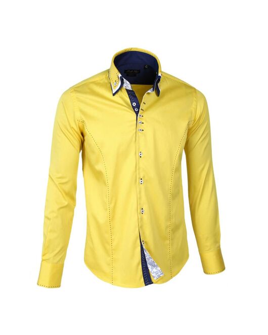 Мужская рубашка желтая приталенная под пуговицы - 7181 от Tonelli 