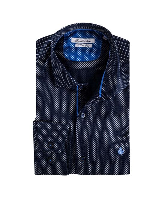 Мужская рубашка темно синяя узор горох - 7205 от Tonelli 