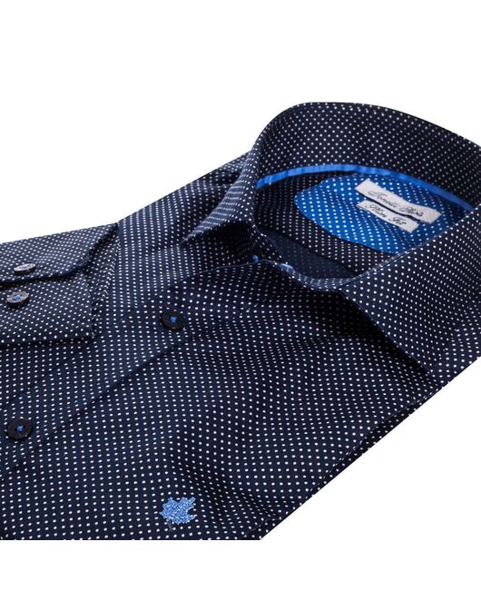 Мужская рубашка темно синяя узор горох - 7205 от Tonelli 