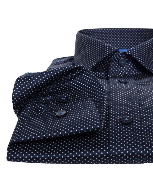 Мужская рубашка темно синяя узор горох - 7205 от Tonelli 