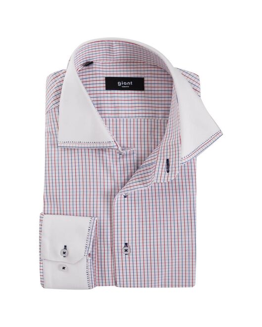 Мужская рубашка белая в клетку - 7220 от Giant 