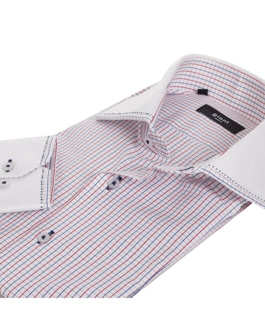 Мужская рубашка белая в клетку - 7220 от Giant 