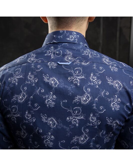Мужская рубашка синяя с узором - 7240 от Giant 