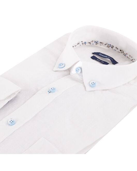 Приталенная мужская рубашка льняная белая - 7255 от Tonelli 