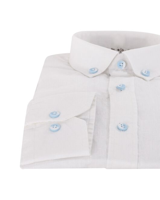 Приталенная мужская рубашка льняная белая - 7255 от Tonelli 