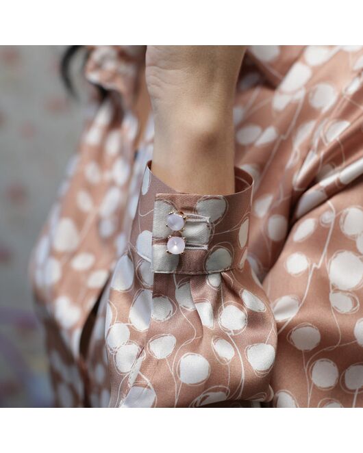 Женская блузка под пуговицы шелковая с узором  - 7256 от DoubleCuff 