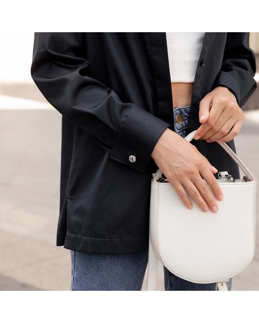 Женская рубашка под запонку черная - 7838 от byME 