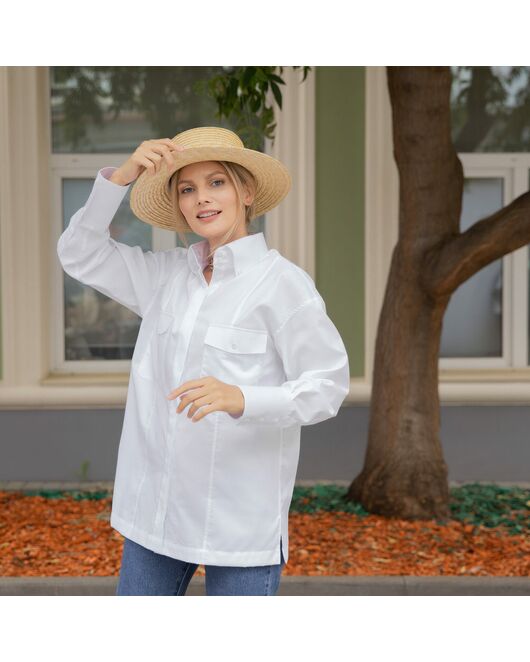 Женская рубашка под пуговицу белая - 7850 от byME 