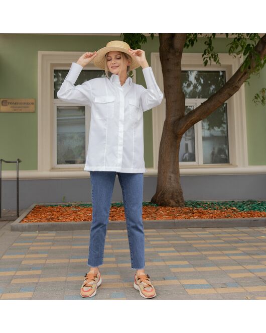 Женская рубашка под пуговицу белая - 7850 от byME 