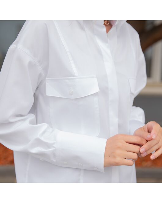 Женская рубашка под пуговицу белая - 7850 от byME 