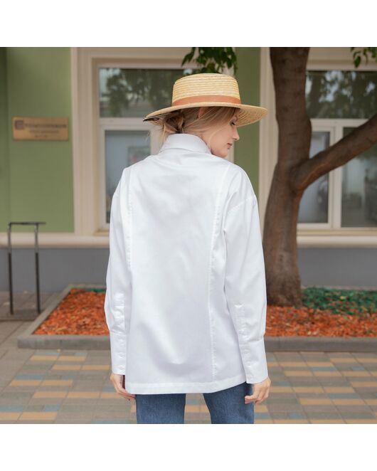 Женская рубашка под пуговицу белая - 7850 от byME 