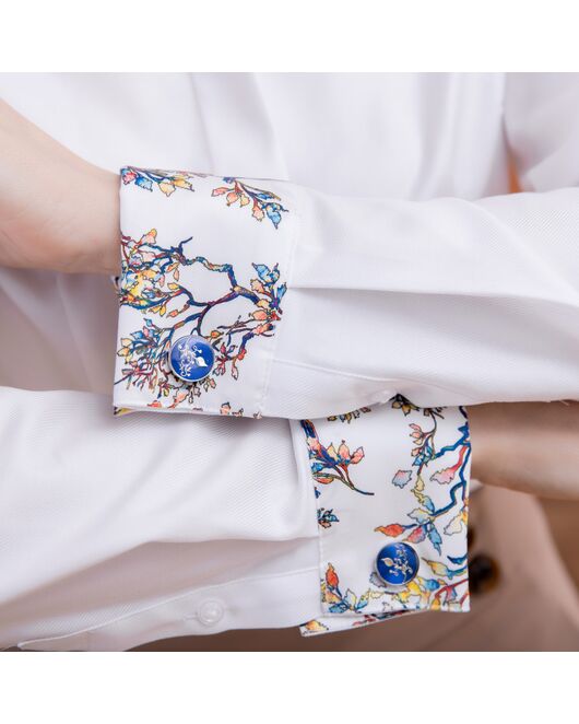 Женская рубашка под запонку белая с отделкой twill - 7978 от byME 