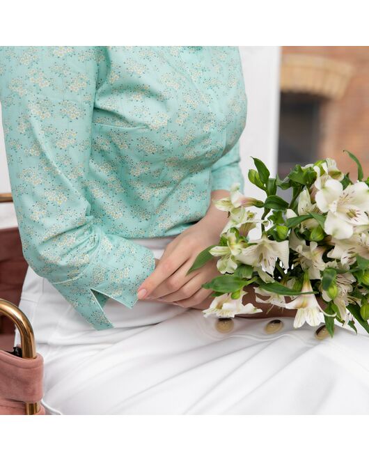 Женская рубашка рукав три четверти узор цветы  - 7783 от DoubleCuff 