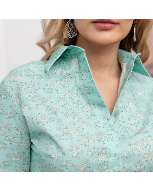 Женская рубашка рукав три четверти узор цветы  - 7783 от DoubleCuff 