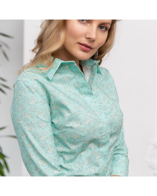 Женская рубашка рукав три четверти узор цветы  - 7783 от DoubleCuff 