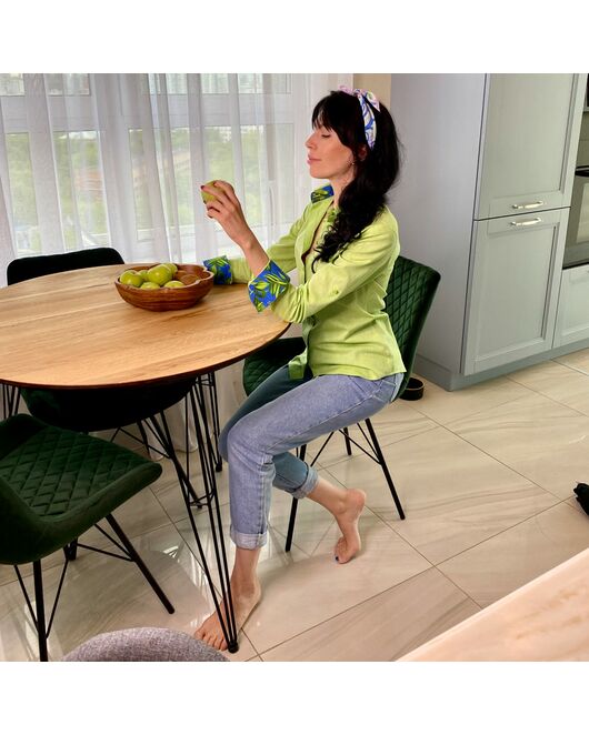 Женская рубашка полуприталенная зеленая - 7785 от DoubleCuff 