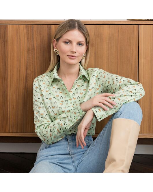 Женская рубашка под пуговицы принт звери - 7934 от  