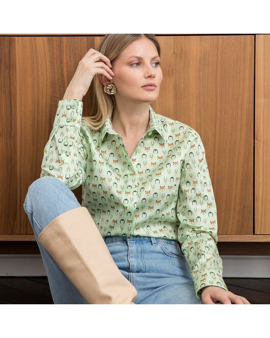 Женская рубашка под пуговицы принт звери - 7934 от  