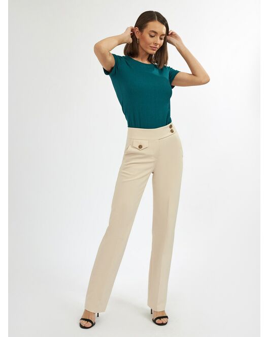 Брюки женские со средней посадкой светло-бежевые от byME 