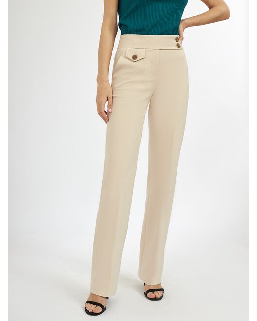 Брюки женские со средней посадкой светло-бежевые от byME 