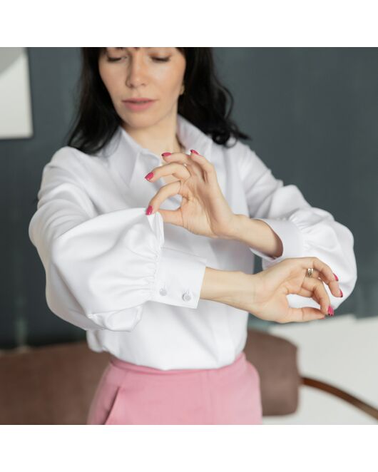 Женская рубашка из бамбука объемный рукав  - 8002 от byME  Женская рубашка из бамбука объемный рукав  - 8002 от byME