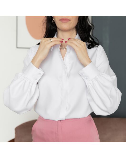 Женская рубашка из бамбука объемный рукав  - 8002 от byME  Женская рубашка из бамбука объемный рукав  - 8002 от byME