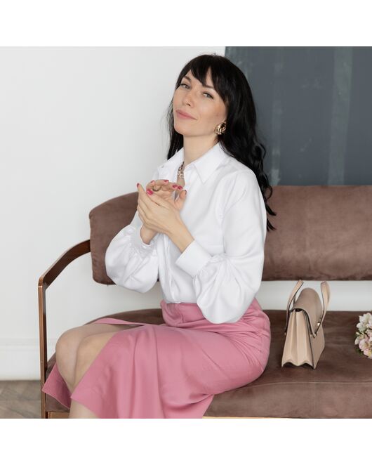 Женская рубашка из бамбука объемный рукав  - 8002 от byME  Женская рубашка из бамбука объемный рукав  - 8002 от byME