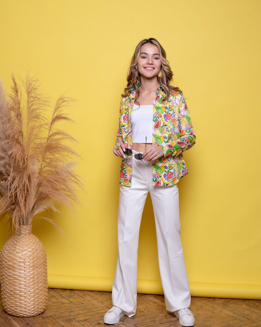 Женская рубашка под пуговицы полуприталенная фрукты - 8014 от byME 