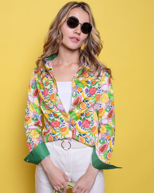 Женская рубашка под пуговицы полуприталенная фрукты - 8014 от byME 