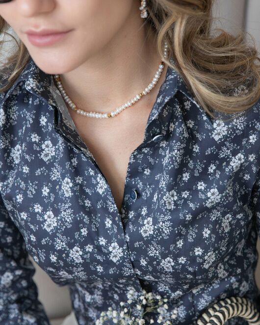 Женская рубашка рукав 3/4 цветочный принт - 8023 от byME 