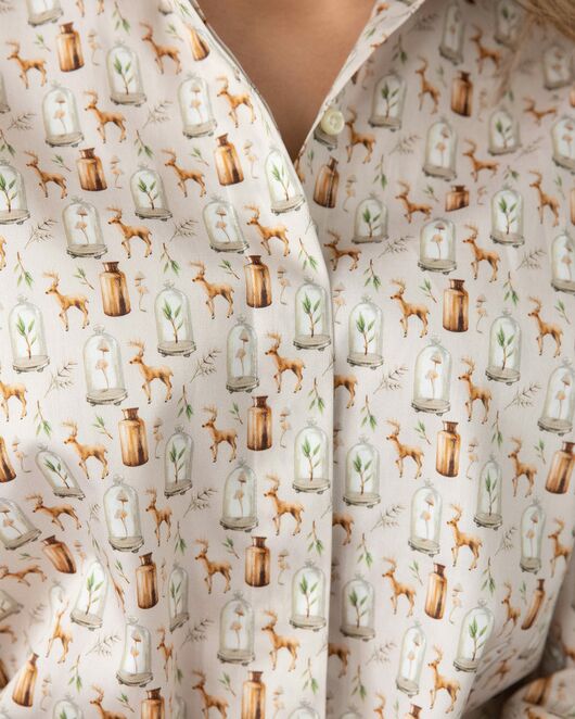 Женская рубашка в прямом силуэте в бежевых оттенках - 8028 от byME 