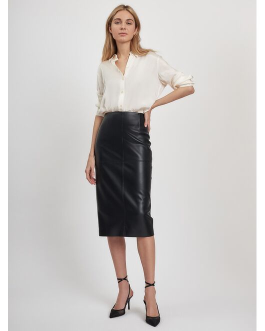 Юбка женская черная прямая из экокожи от byME  Юбка женская черная прямая из экокожи от byME