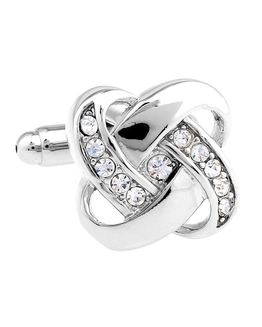 Запонки серебристые с кристаллами  - 171001 от  