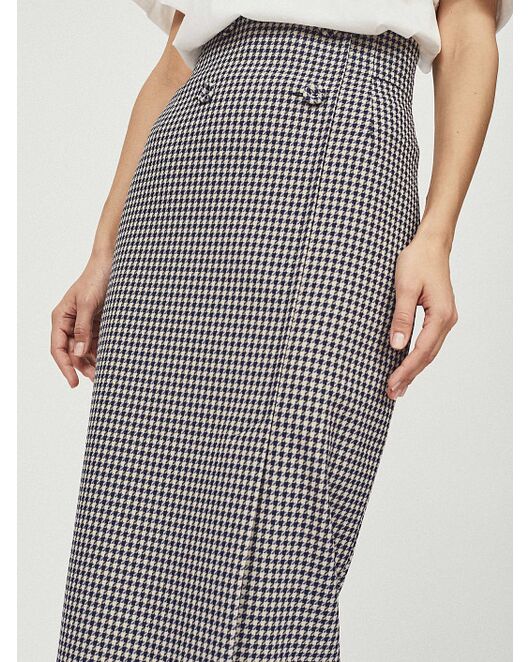 Юбка-карандаш миди с узором гусиная лапка от byME 