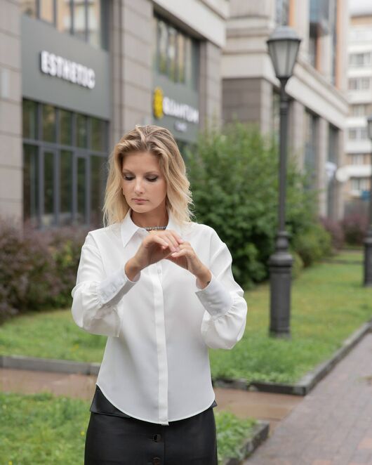 Женская рубашка из натурального шелка - 8038 от byME 