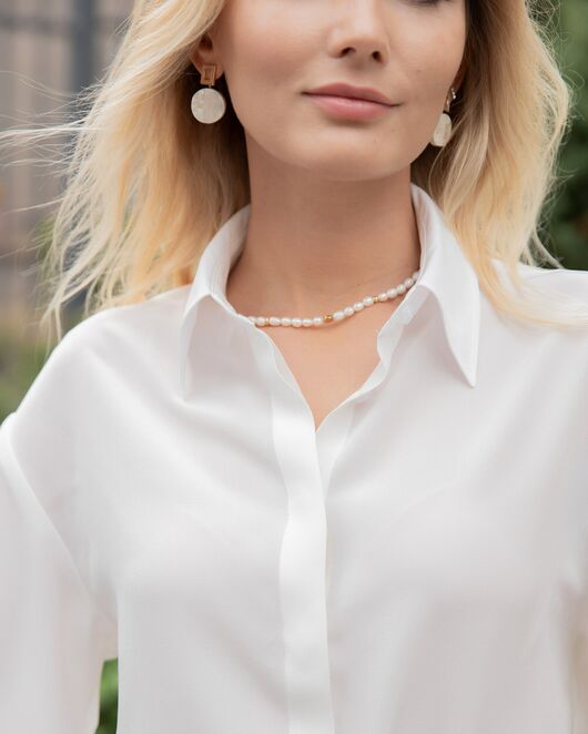 Женская рубашка из натурального шелка - 8038 от byME 